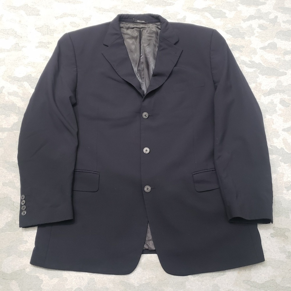 Empire Clothing Blazer Mens 44R Black Wool Button Long Sleeve
